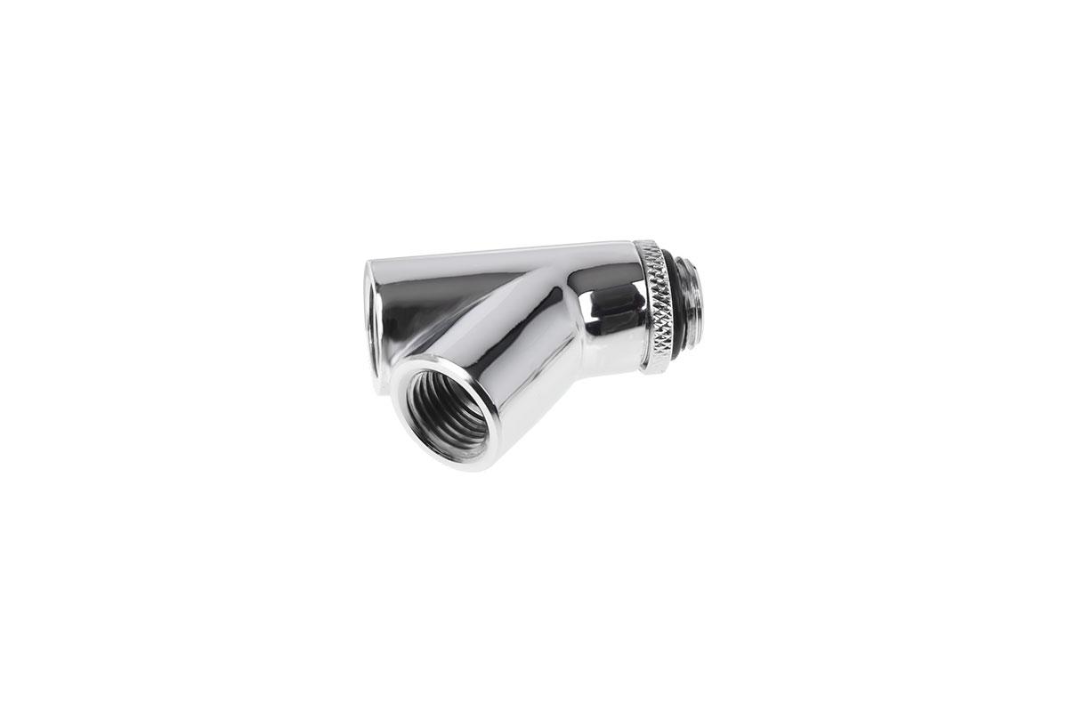 Raccord Y-connecteur Alphacool Eiszapfen, Rotatif, 45°, G1/4 externe vers 2 x G1/4 interne filetage Nickel