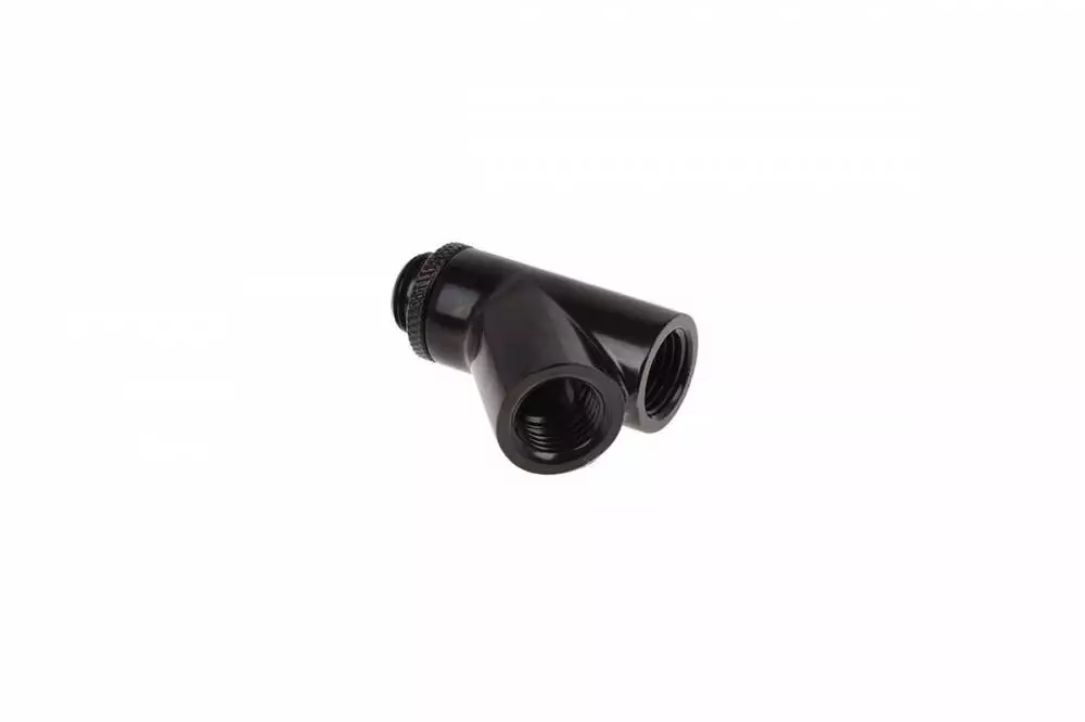 Фитинг Y-конектор Alphacool Eiszapfen, Въртящ се, 45°, G1/4 външна към 2 x G1/4 вътрешна резба Black