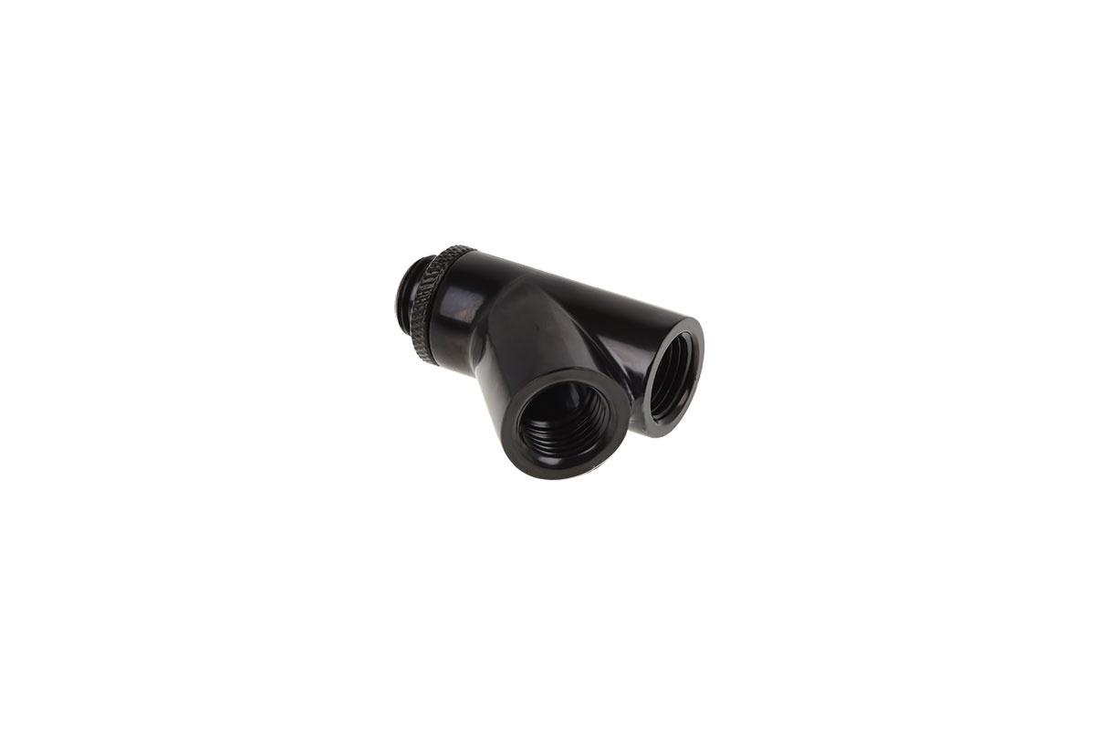 Raccord Y-connecteur Alphacool Eiszapfen, Rotatif, 45°, G1/4 externe vers 2 x G1/4 interne filetage Black