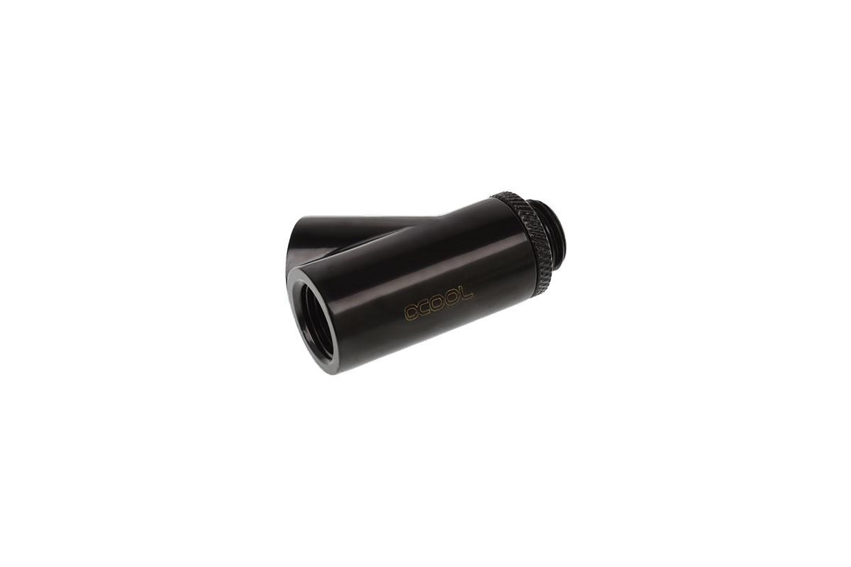 Raccord Y-connecteur Alphacool Eiszapfen, Rotatif, 45°, G1/4 externe vers 2 x G1/4 interne filetage Black