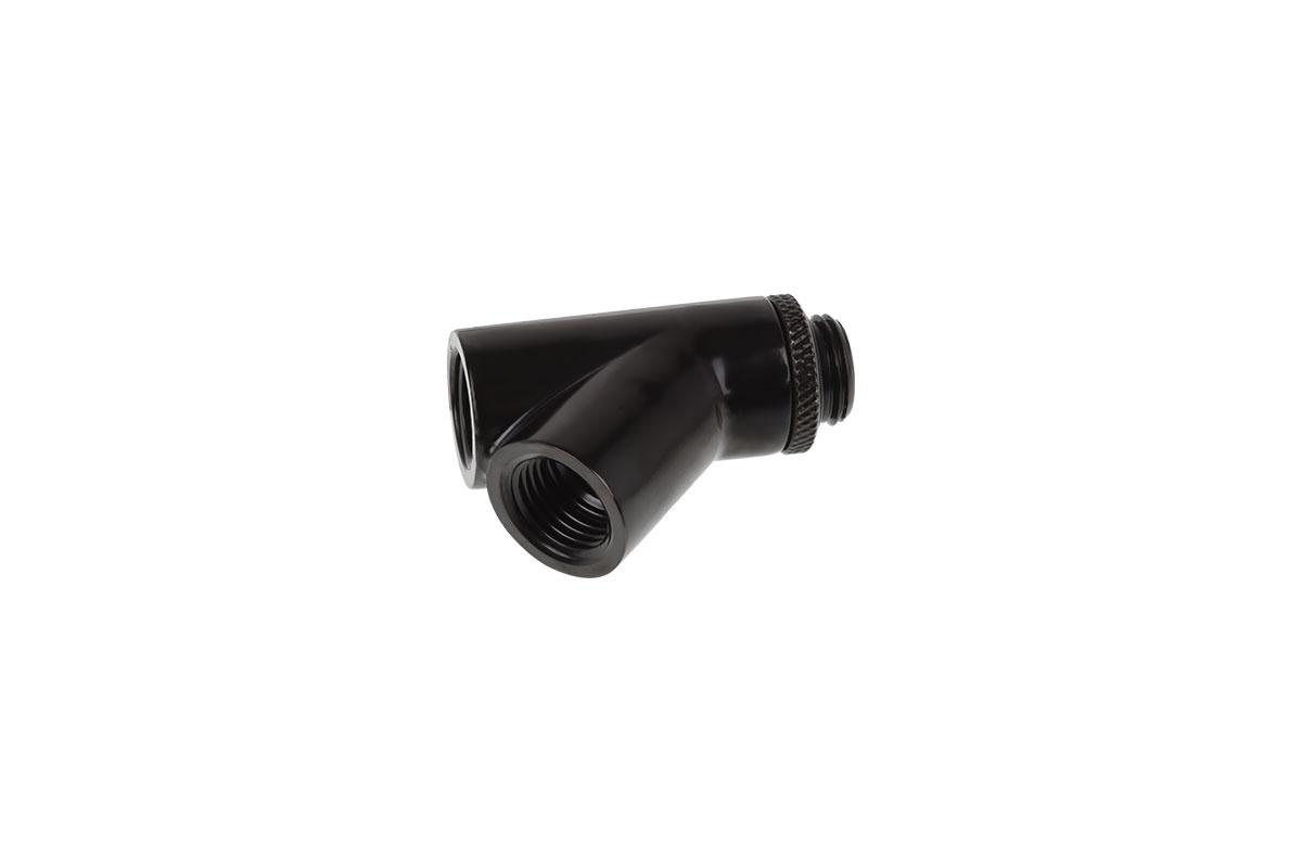 Raccord Y-connecteur Alphacool Eiszapfen, Rotatif, 45°, G1/4 externe vers 2 x G1/4 interne filetage Black