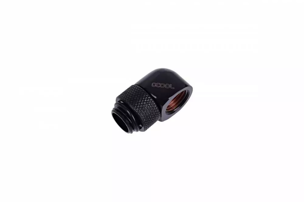 Фитинг L-конектор Alphacool HF, Въртящ се, G1/4 външна към G1/4 вътрешна резба Black