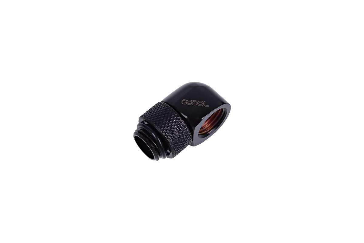 Фитинг L-конектор Alphacool HF, Въртящ се, G1/4 външна към G1/4 вътрешна резба Black