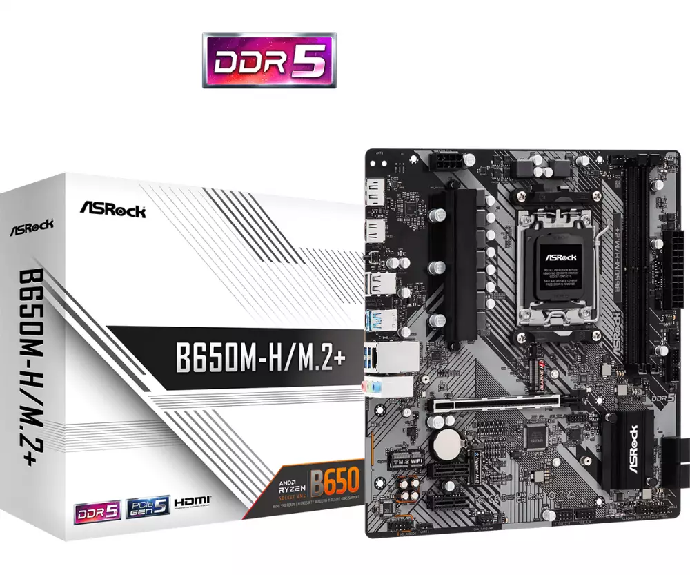 Дънна платка Asrock B650M-H/M.2+ AM5 DDR5