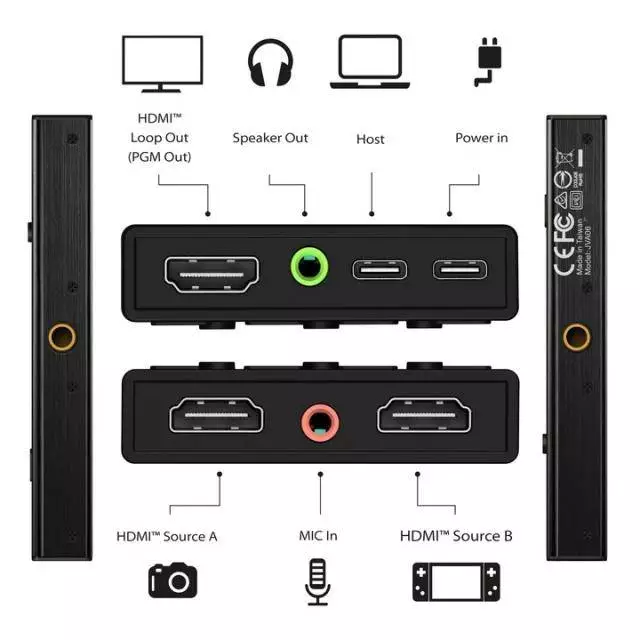 Кепчер карта j5create JVA06, HDMI към USB-C, PD (Power delivery), Черен