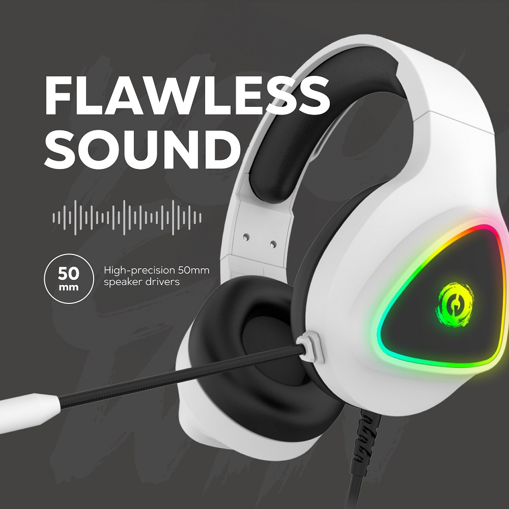 Геймърски слушалки CANYON Shadder GH-6 White RGB gaming headset with Microphone