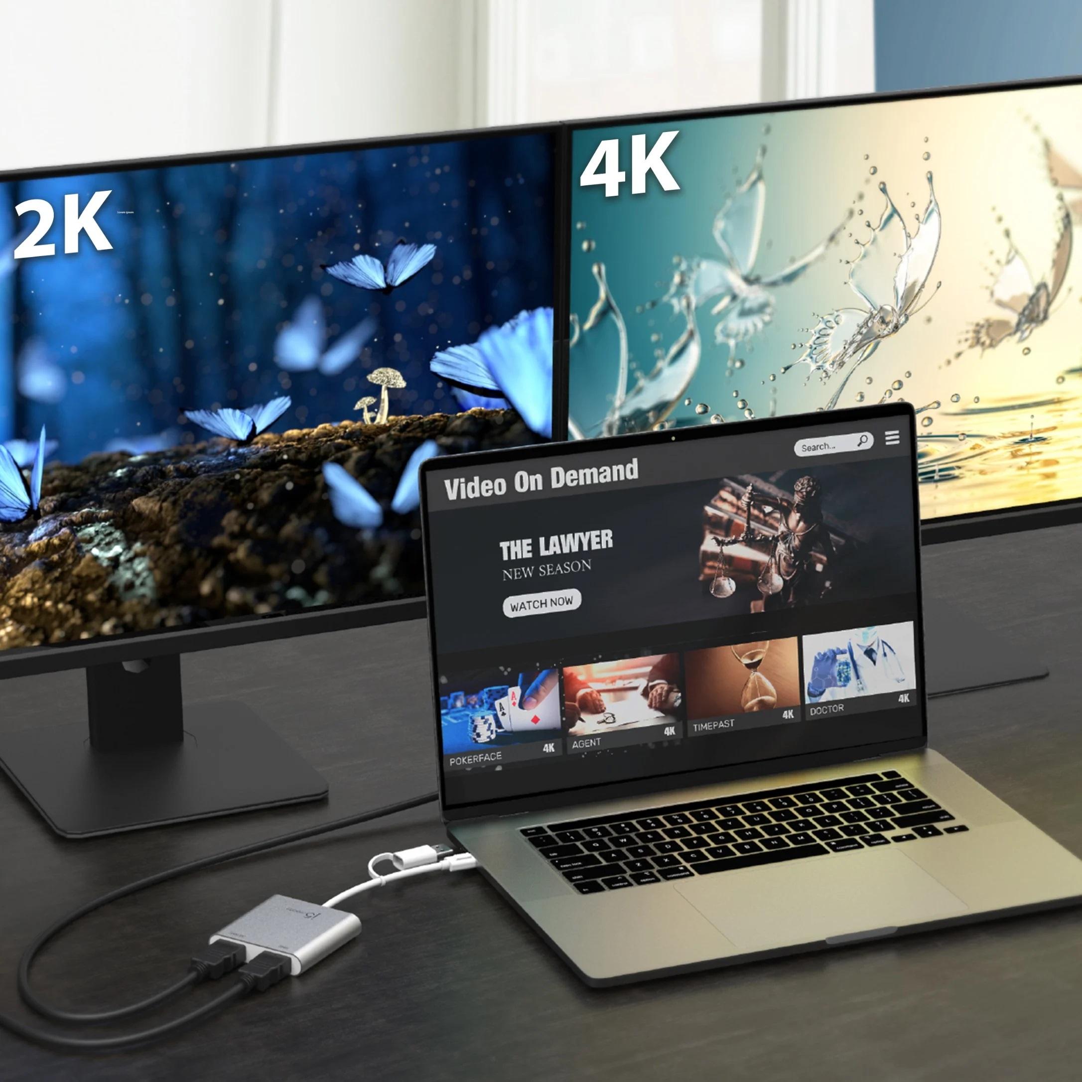 j5create JCA365 Adapter, For 2 monitors, USB-C - 2 x HDMI