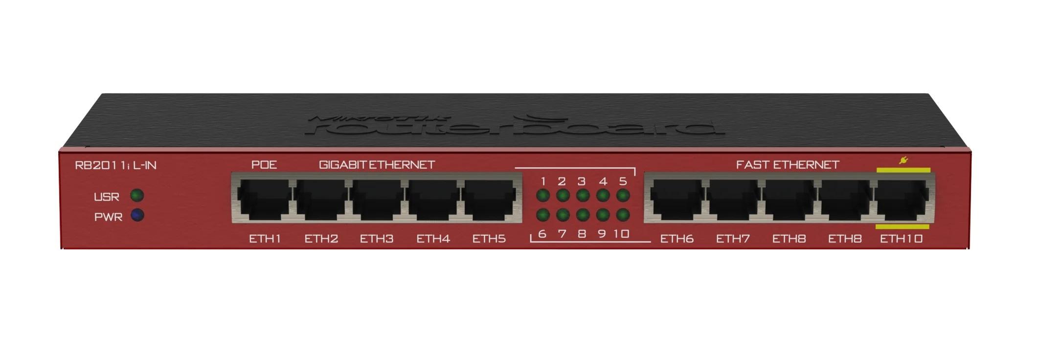 Рутер MiKrotik RB2011IL-IN, 5x 10/100 Mbps,  5x 10/100/1000 Mbps