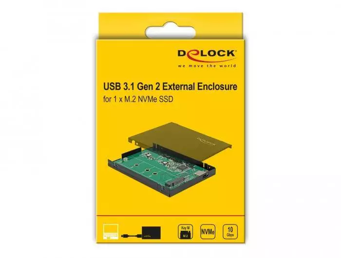 Външно чекмедже Delock, За M.2 NVMe PCIe SSD, USB-C 3.1 Gen 2, 2.5&Prime;