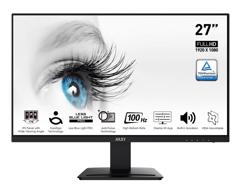 Монитор MSI 27 PRO MP273A, 27", IPS, FHD 1920x1080, 100Hz, 1ms,  sRGB 106%, DP, HDMI, VGA
