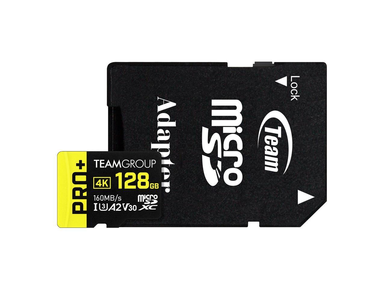 Карта памет Team Group PRO Plus microSDXC 128GB, UHS-I U3, A2, V30 + SD Адаптер
