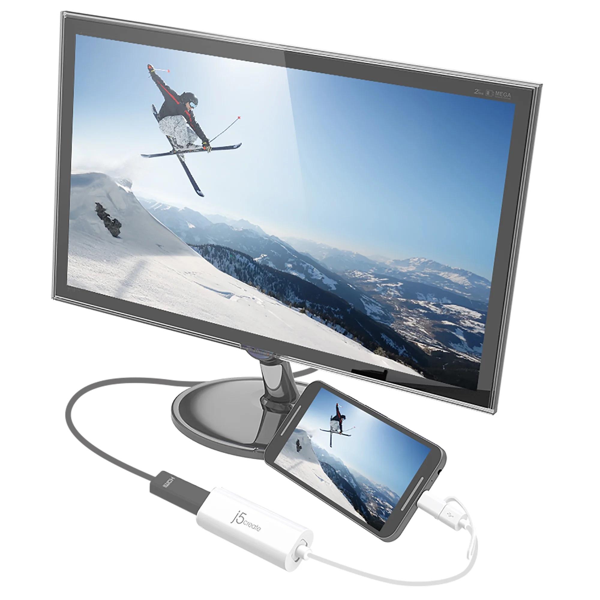 Adaptateur vidéo j5create JUA165C, Pour Android, USB-C/USB-B mâle - HDMI femelle, Blanc