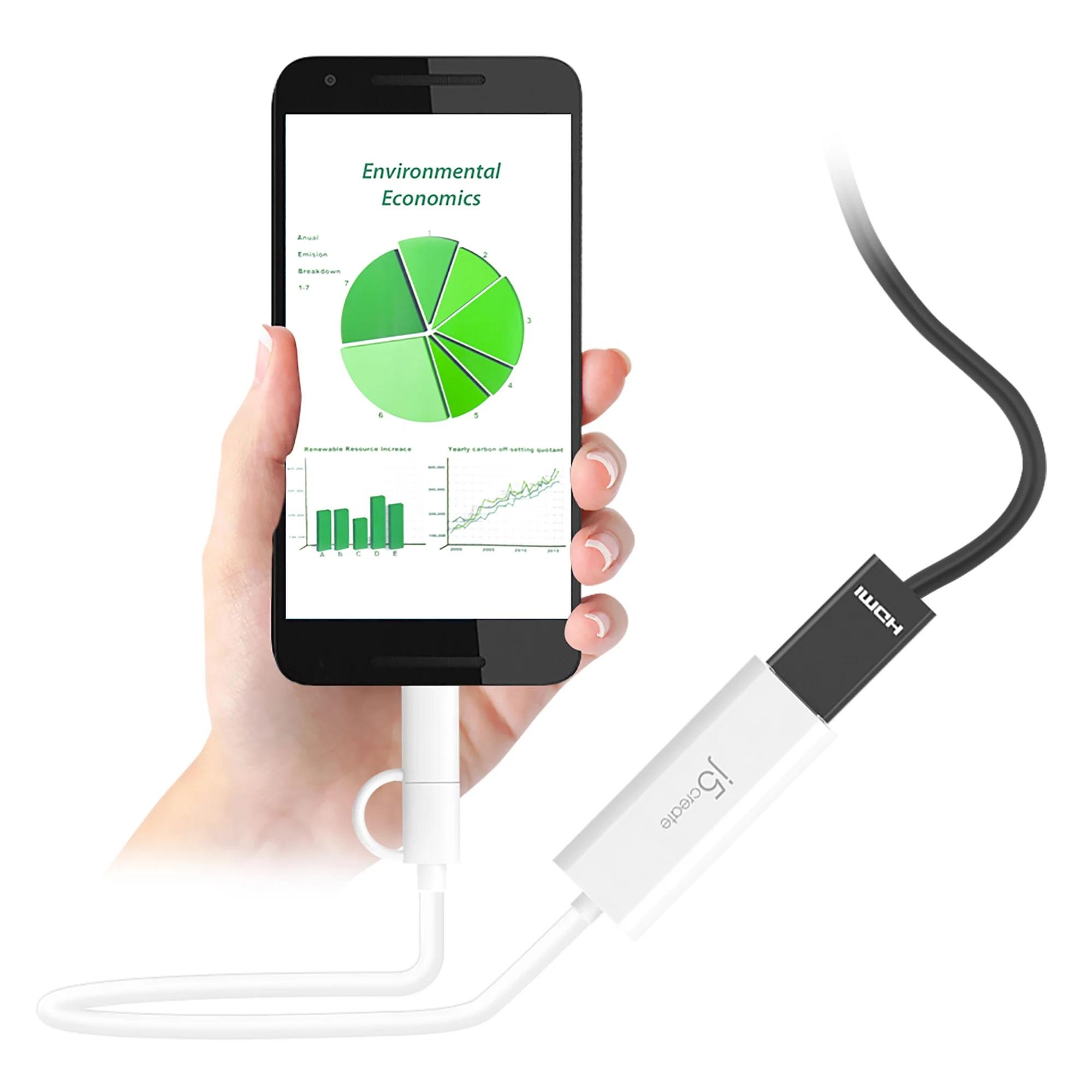 Adaptateur vidéo j5create JUA165C, Pour Android, USB-C/USB-B mâle - HDMI femelle, Blanc