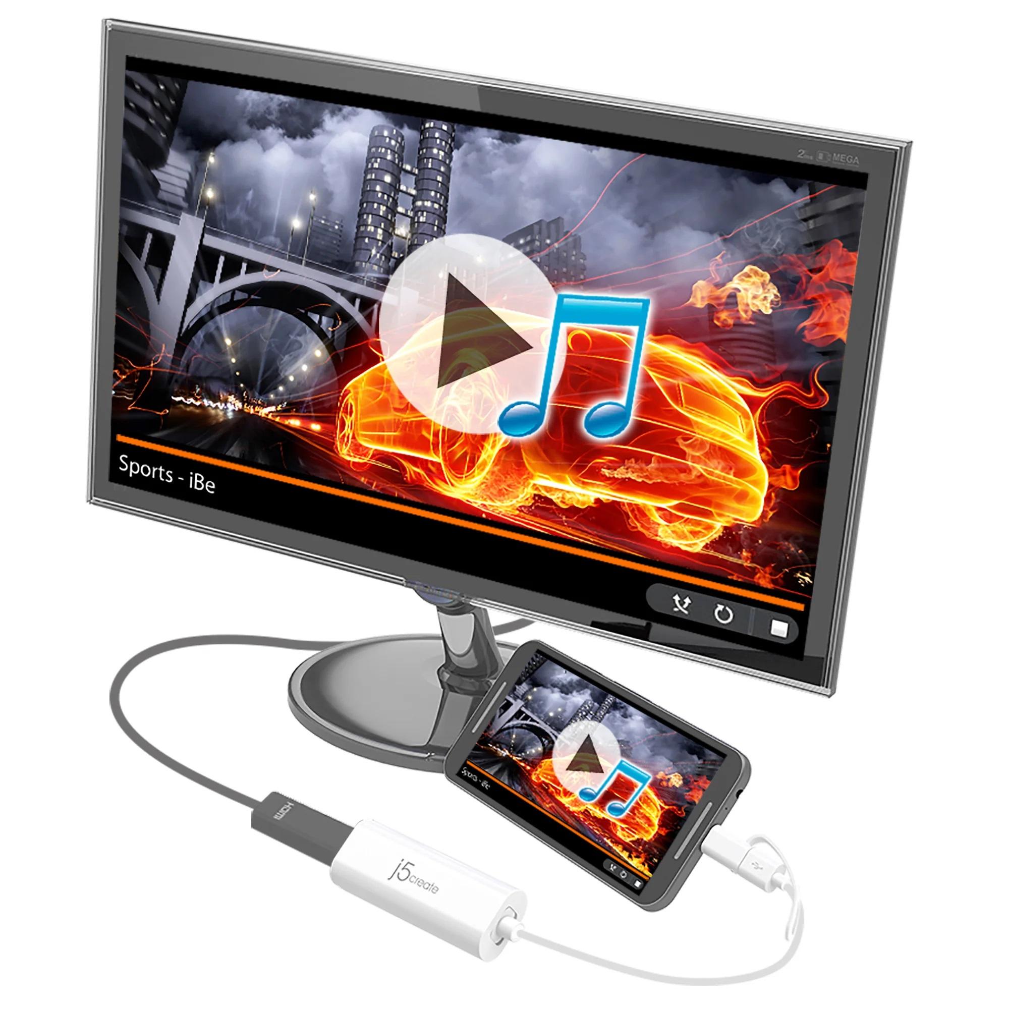 Adaptateur vidéo j5create JUA165C, Pour Android, USB-C/USB-B mâle - HDMI femelle, Blanc