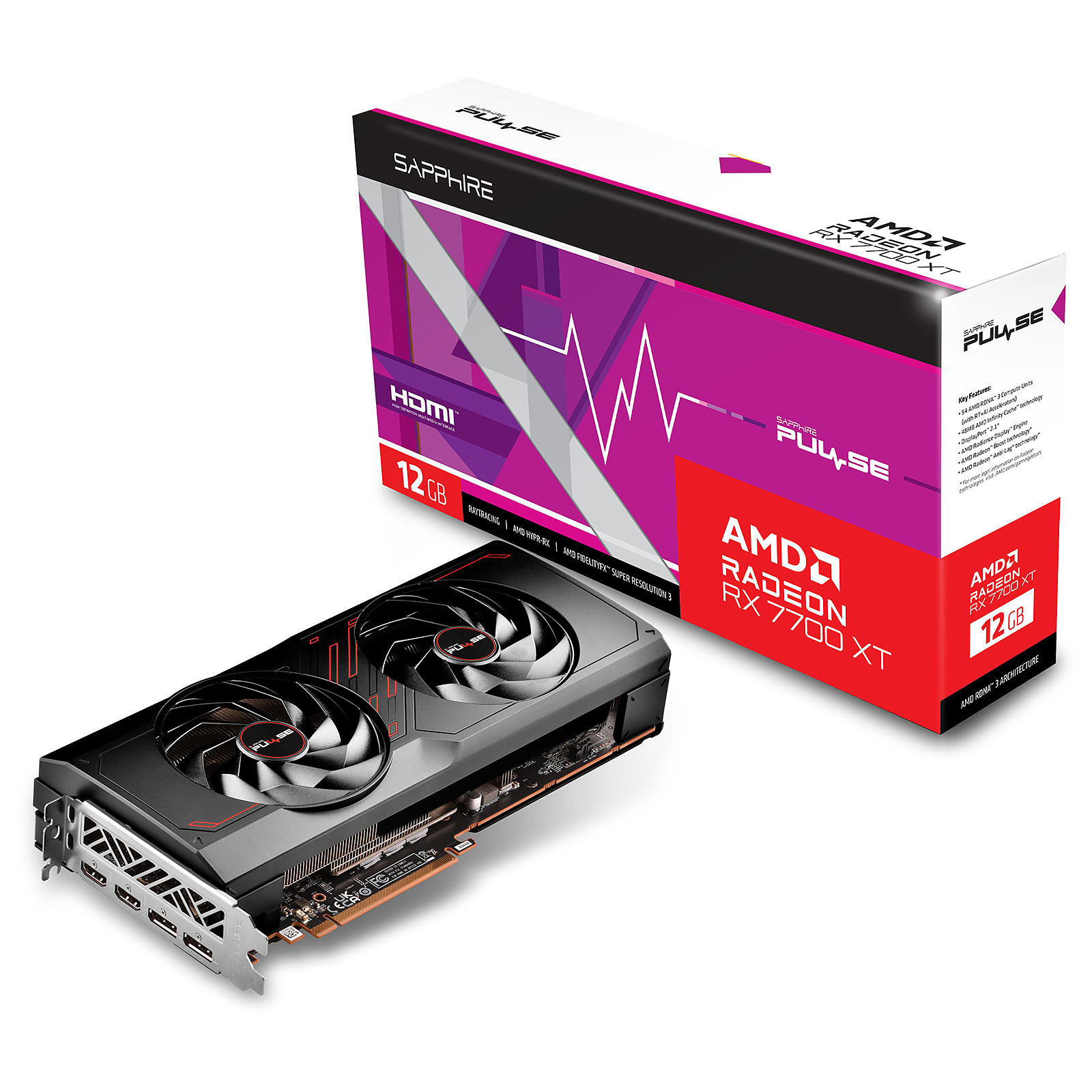 Видео карта Sapphire PULSE AMD Radeon RX 7700 XT 12GB GDDR6 - 11335-04-20G