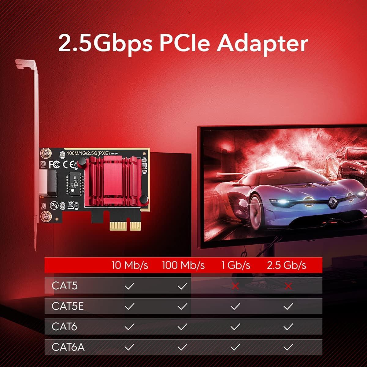 Carte réseau Cudy PE25, PCIe, 10 Mbps/ 100 Mbps/ 1 Gbps/ 2.5 Gbps