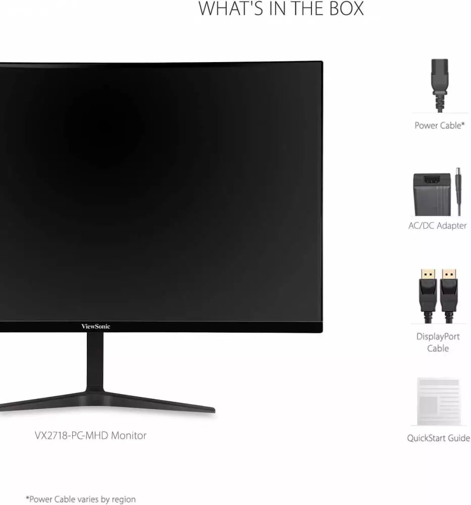 Монитор VIEWSONIC VX2718-PC-MHD Gaming, 27", VA Curved, FHD 1920x1080, 165Hz, 1ms MPRT, AMD FreeSync Premium, HDMI, DisplayPort 
