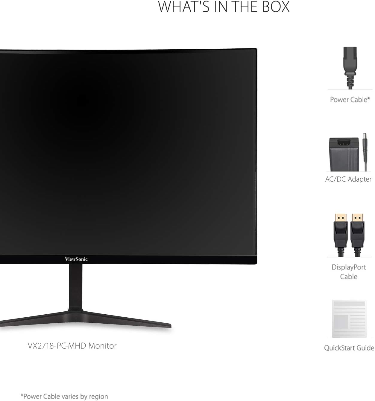 Монитор VIEWSONIC VX2718-PC-MHD Gaming, 27", VA Curved, FHD 1920x1080, 165Hz, 1ms MPRT, AMD FreeSync Premium, HDMI, DisplayPort 