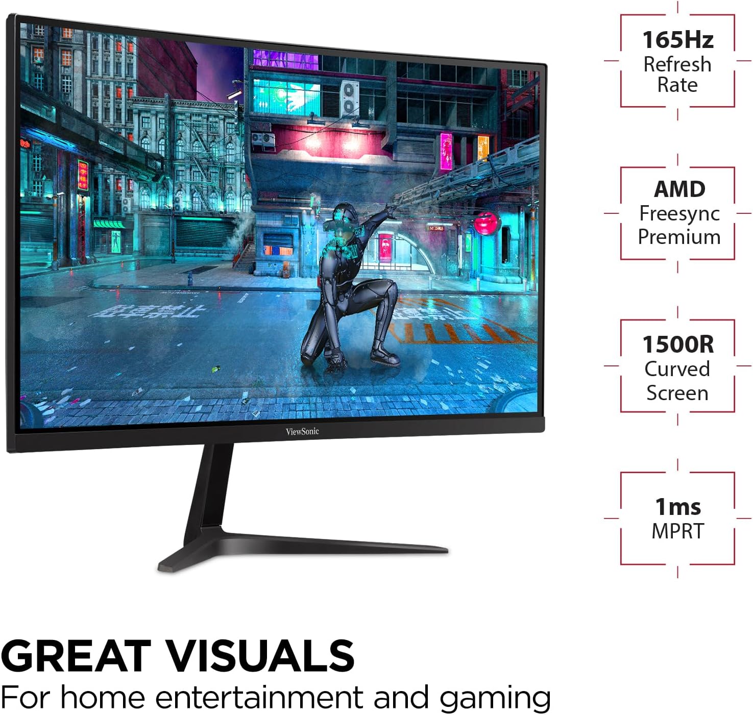 Монитор VIEWSONIC VX2718-PC-MHD Gaming, 27", VA Curved, FHD 1920x1080, 165Hz, 1ms MPRT, AMD FreeSync Premium, HDMI, DisplayPort 