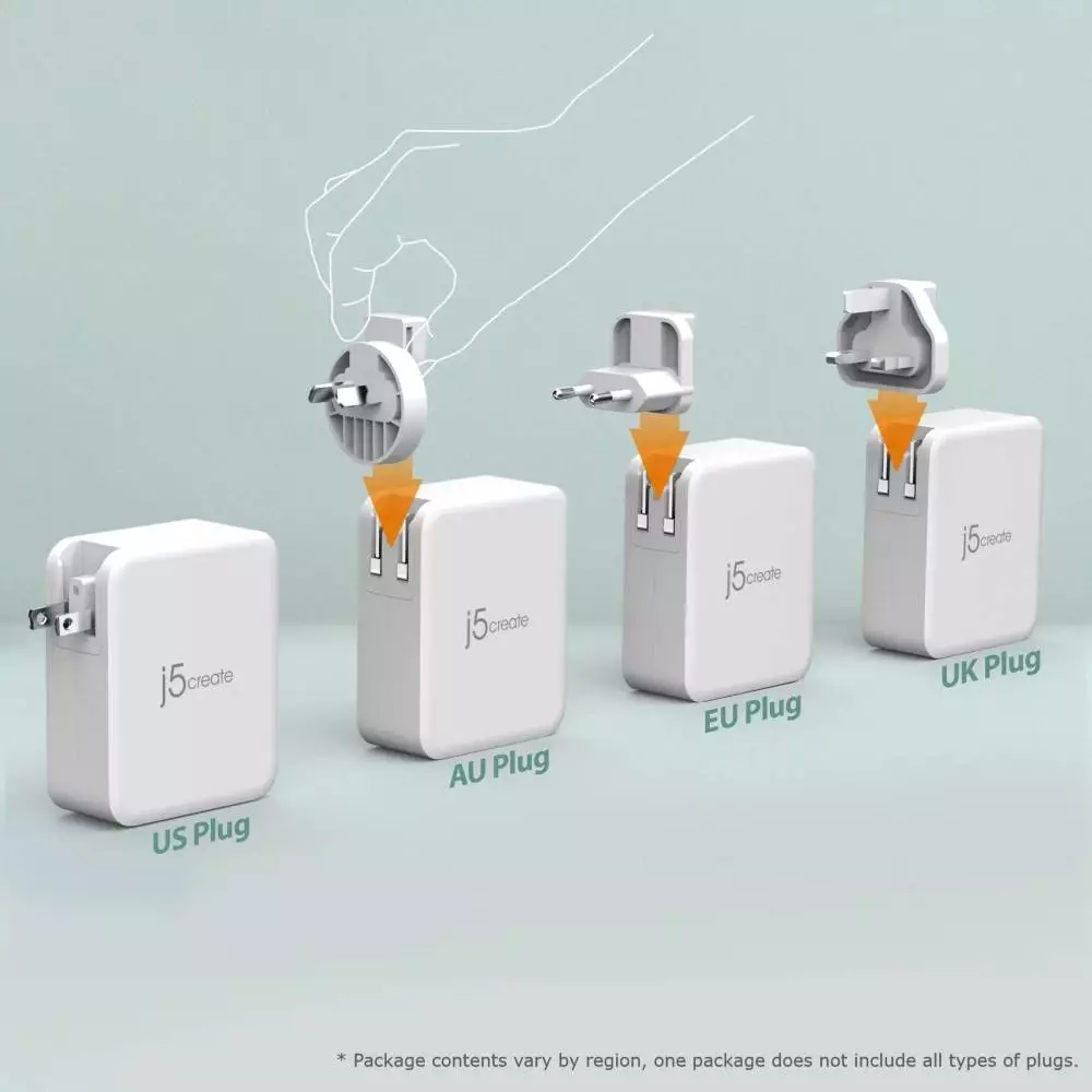 Мрежово зарядно j5create JUP43130E 130W, 4 порта, USB-C, USB-A