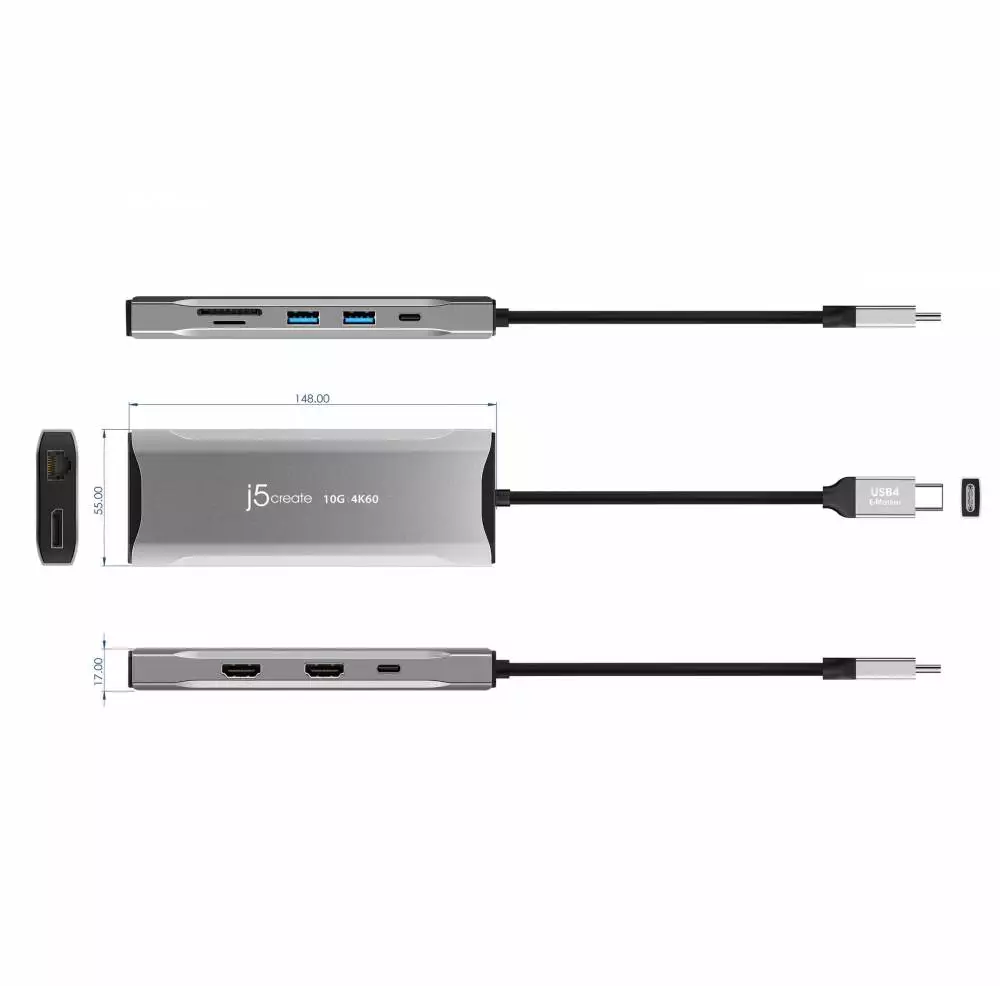 Докинг станция j5create JCD397 100W, 4K60 Elite USB-C, 10Gbps