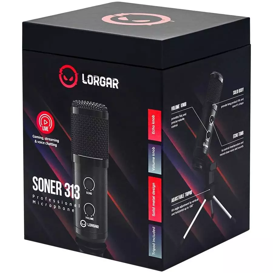 Микрофон LORGAR Soner 313 LRG-CMT313 Gaming Microphone USB Black