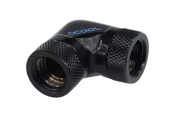 Фитинг Адаптер Alphacool HF, L-конектор 90&deg;, G1/4 - G1/4, Вътрешна резба, Черен мат