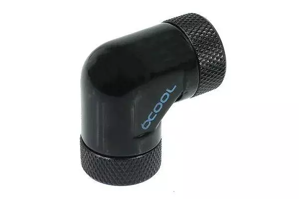 Фитинг Адаптер Alphacool HF, L-конектор 90&deg;, G1/4 - G1/4, Вътрешна резба, Черен мат