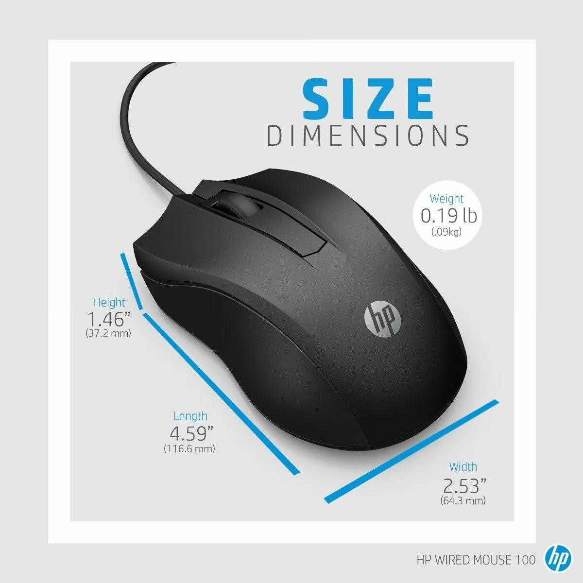 Мишка HP Wired Mouse 100 USB Black - 6VY96AA