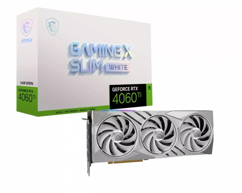 Видео карта MSI GeForce RTX 4060 Ti GAMING X SLIM WHITE 16G 