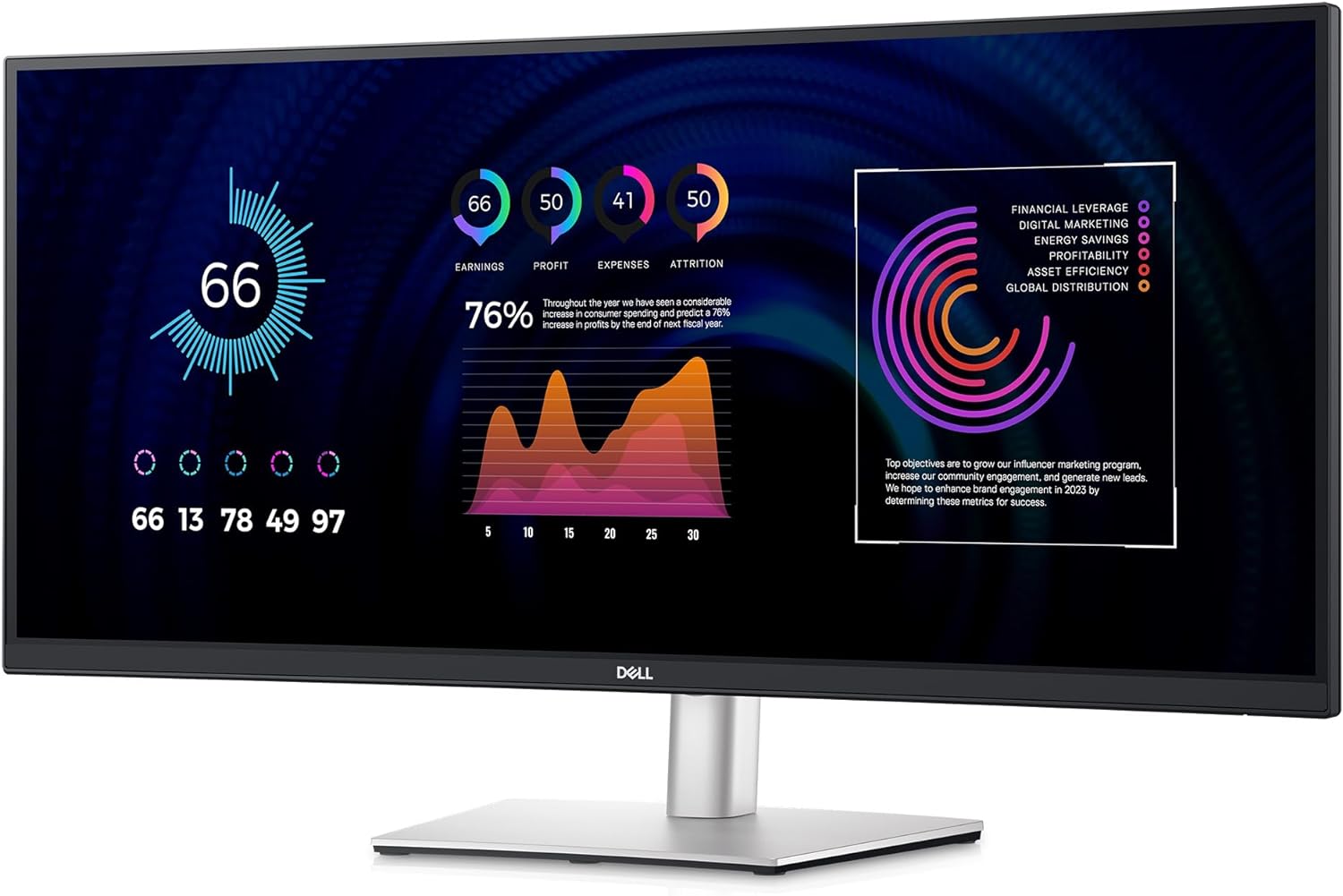 Монитор Dell P3424WE USB-C Hub, 34" Curved, IPS, WQHD 3440x1440, 60Hz, 5ms, 99% sRGB, LAN 