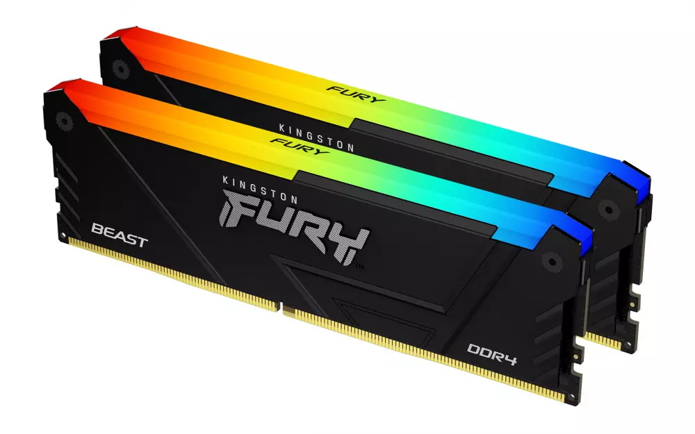 Памет Kingston FURY Beast Black RGB 32GB (2x16GB) DDR4 3200MHz CL16 - KF432C16BB2AK2/32