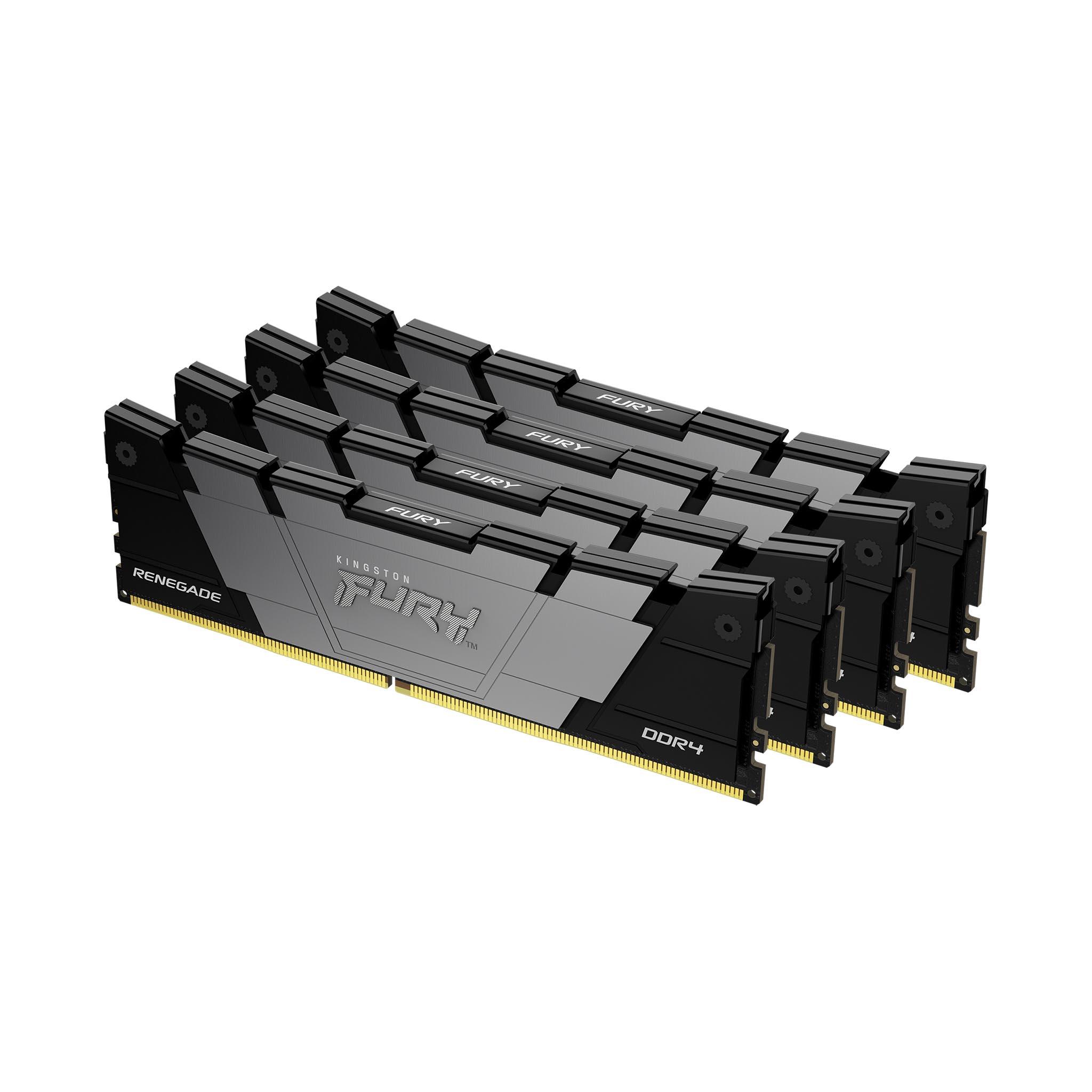 Памет Kingston FURY Renegade Black 32GB (4x8GB) DDR4 3600MHz CL16 - KF436C16RB2K4/32