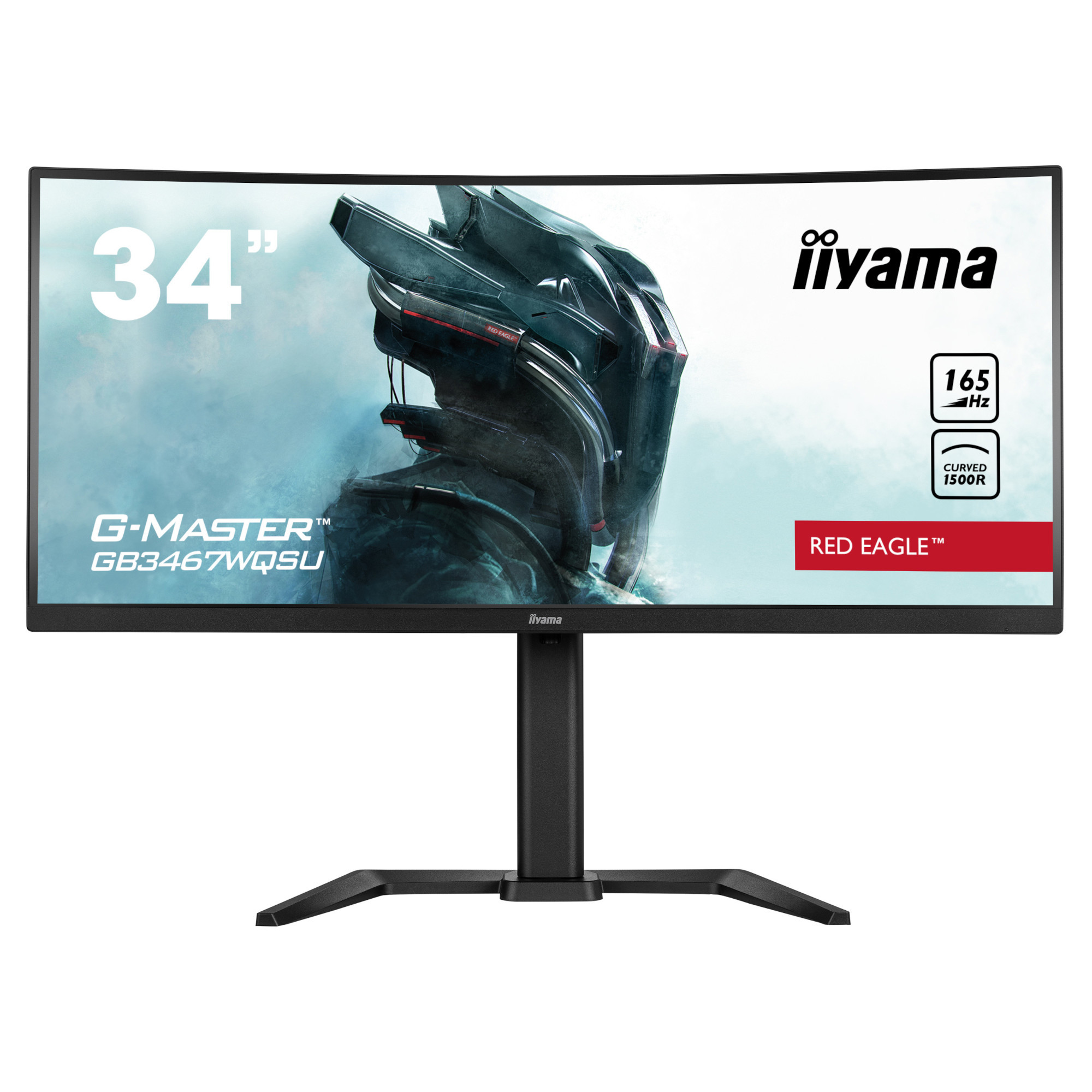 Монитор IIYAMA GB3467WQSU-B5, 34", VA Curved, WQHD 3440x1440, 165Hz, 0.4ms, USB, AMD FreeSync, HDMI, DP