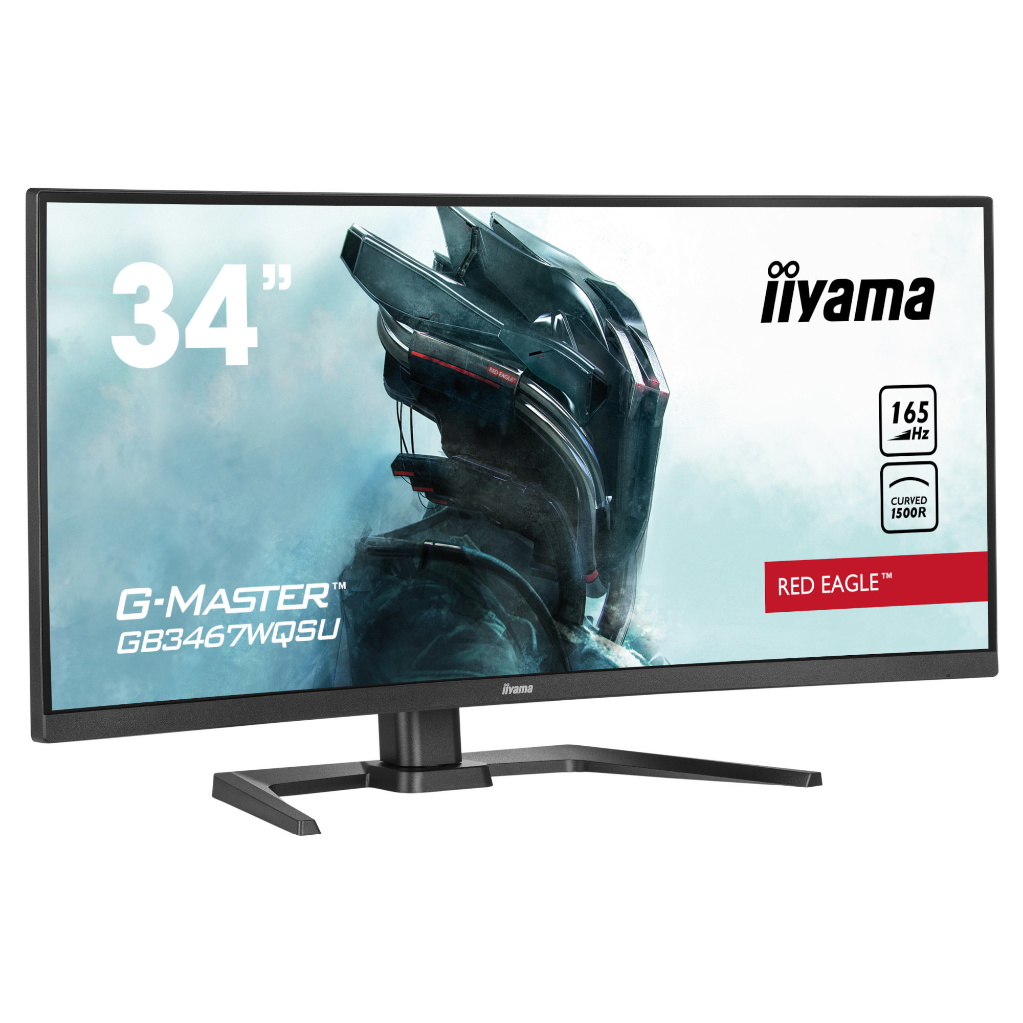 Монитор IIYAMA GB3467WQSU-B5, 34", VA Curved, WQHD 3440x1440, 165Hz, 0.4ms, USB, AMD FreeSync, HDMI, DP