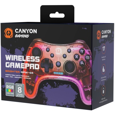 Геймпад CANYON GPW-04 RGB Wireless Gamepad 2.4G Controller with built-in 800mah battery PC, PS3, PS4, Xbox 360, Nintendo 