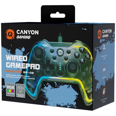 Геймпад CANYON CND-GP02 RGB Wireless Gamepad 2.4G Controller with built-in 800mah battery, Crystal, PC, PS3, PS4, Xbox 360, Nintendo 