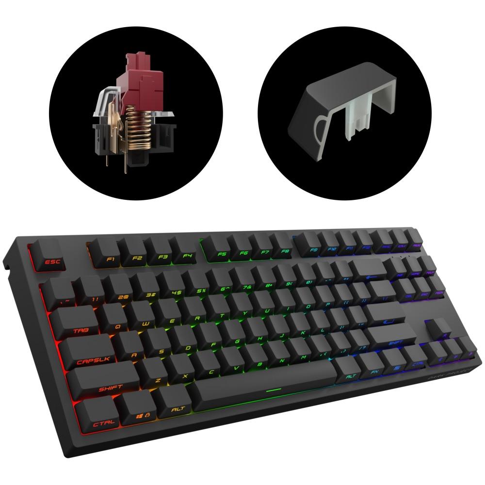 Геймърскa механична клавиатура Dark Project KD87A Black TKL PBT - HS Gateron Optical Red Switch, RGB