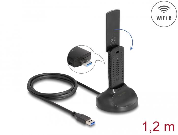Adaptateur USB Delock AX1800, Wi-Fi 6, Dual Band WLAN (1201 + 574 Mbps)