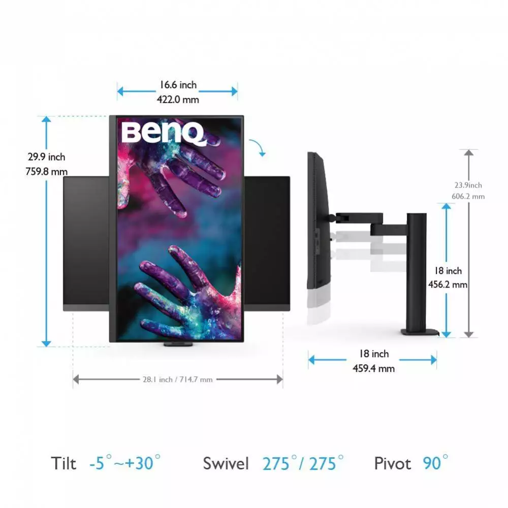 Монитор BenQ PD3205UA, 31.5", IPS, 4K UHD 3840x2160, 60Hz, HDR10, HDMI, DP, USB-C PD