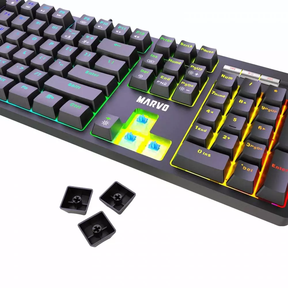 Геймръска клавиатура KG948 - 108 keys, RGB, Macros, Blue switches