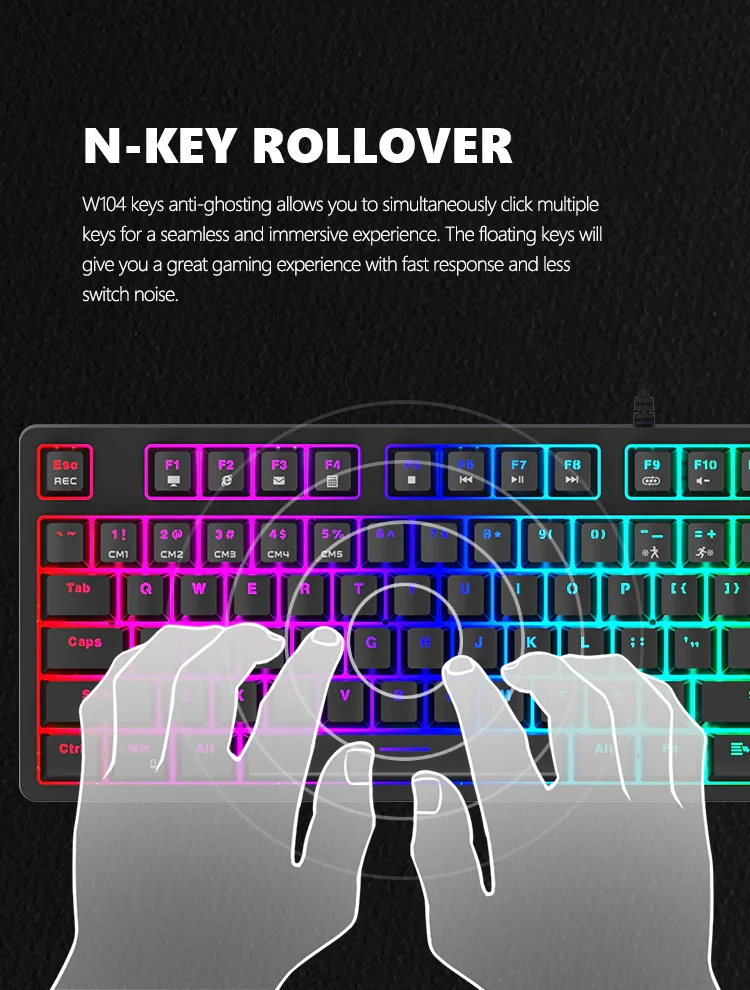 Геймръска клавиатура KG948 - 108 keys, RGB, Macros, Blue switches