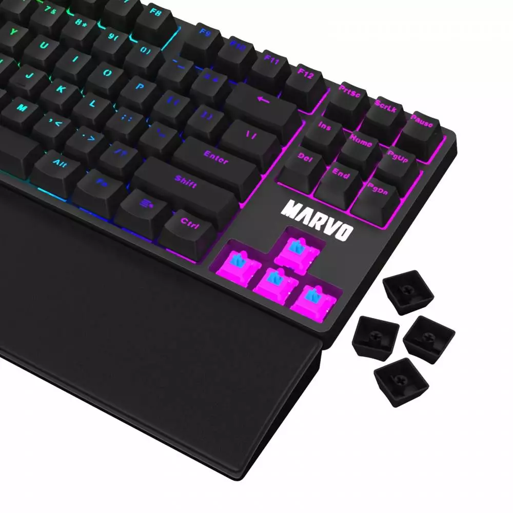 Геймръска клавиатура Marvo KG947 - Blue switches, TKL, Wristpad