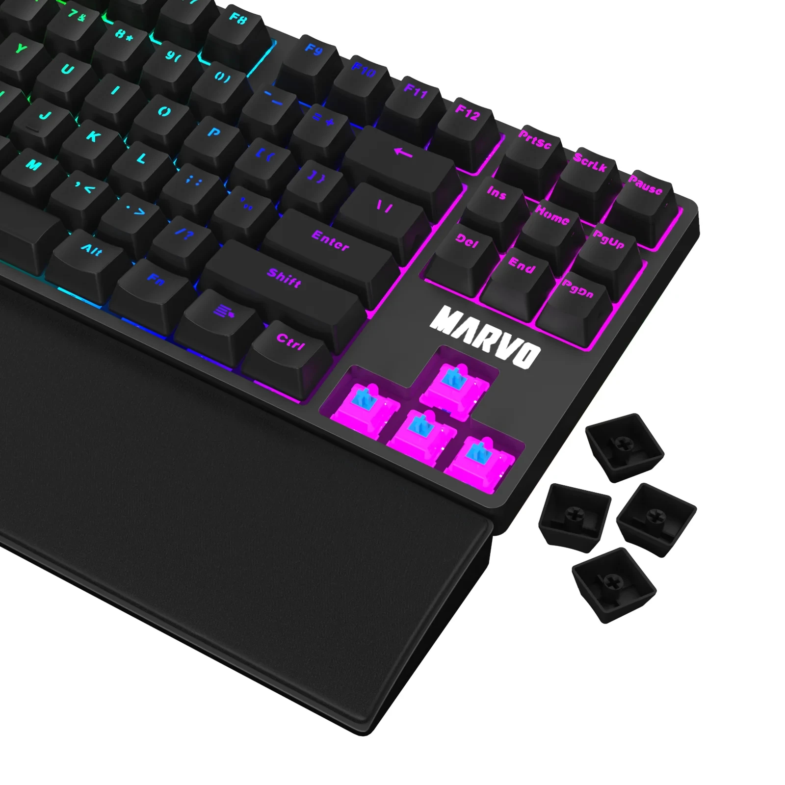 Геймръска клавиатура Marvo KG947 - Blue switches, TKL, Wristpad