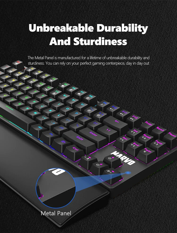 Геймръска клавиатура Marvo KG947 - Blue switches, TKL, Wristpad