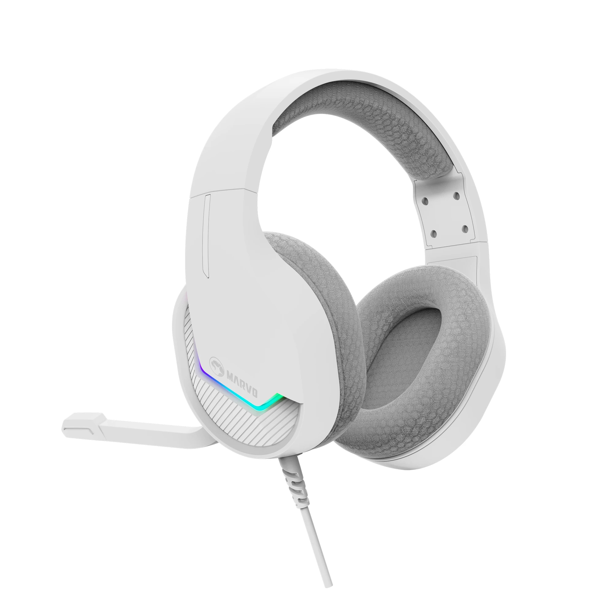 Геймърски слушалки Marvo H8618 White - 50mm, USB, RGB