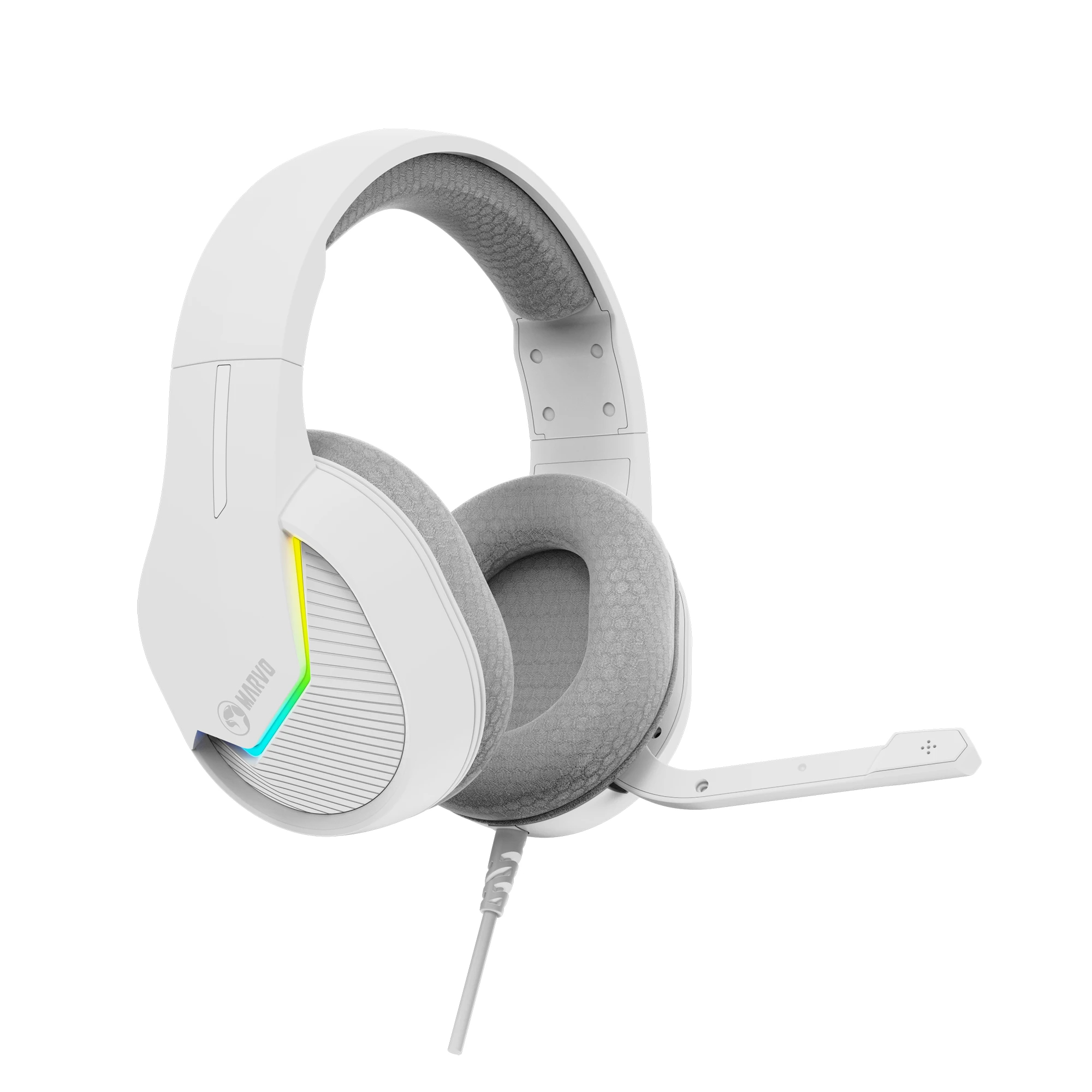 Геймърски слушалки Marvo H8618 White - 50mm, USB, RGB