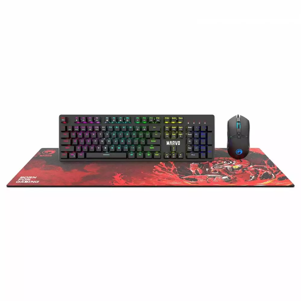 Геймърски комплект Marvo CM372 3-in-1 - Mechanical Keyboard, Mouse, Mousepad