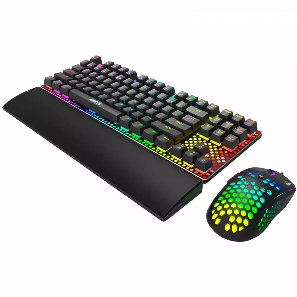 Геймърски комплект Marvo CM373 Blue Switches 2-in-1 - Mechanical Keyboard TKL, Mouse