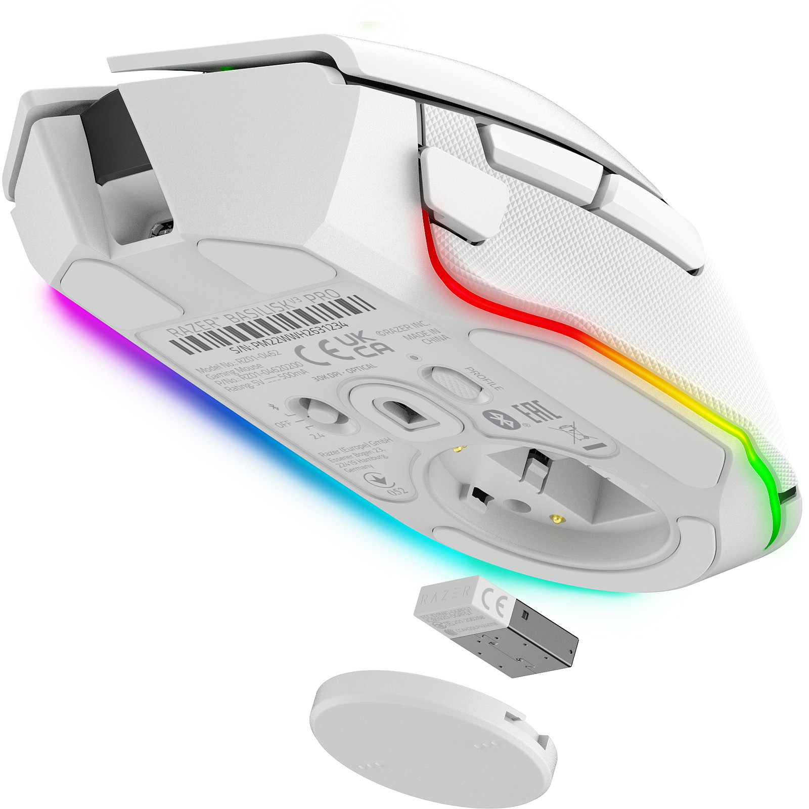 Геймърска мишка Razer Basilisk V3 Pro White Wireless Gaming Mouse - RZ01-04620200-R3G1